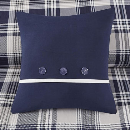 Madison Park Essentials Cozy Bed in A Bag - Reversible Comforter with Complete Sheet Set, Casual Plaid Cabin Design, All Season Cover, Decorative Pillow, Patrick Plaid Navy King(104"x92") 8 Piece