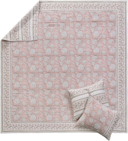 Levtex Home Adare Blush Reversible Twin/Twin XL Quilt Set (68x86in) with 1 Pillow Sham (26x20in) - Floral Bedding - Blush White - Cotton Twin Size Quilt Bedding Set - Lightweight, Soft, Pre-Washed