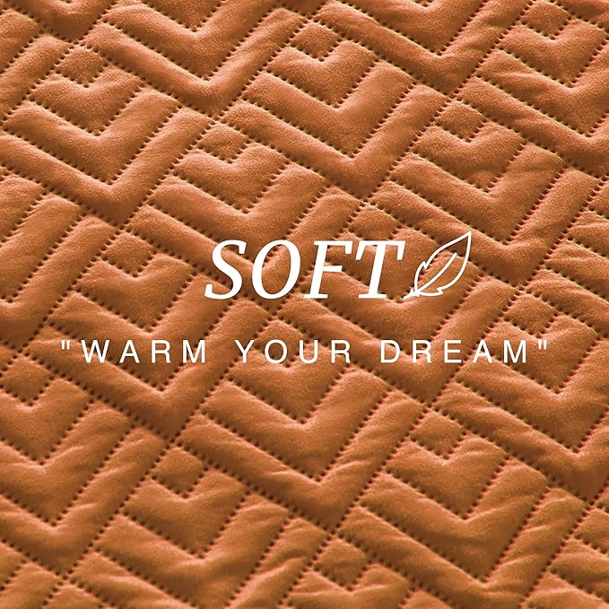 EXQ Home Quilt Set Twin Size Umber 2 Piece,Lightweight Soft Coverlet Modern Style Squares Pattern Bedspread Set(1 Quilt,1 Pillow Sham)