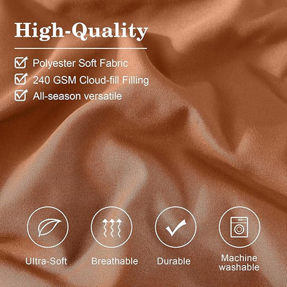 Monbix Full Comforter Set - 7 Pieces Burnt Orange Bed in a Bag Full Size Bedding Sets with Comforters, All Seasons Comforter with Sheets, Pillowcases & Shams