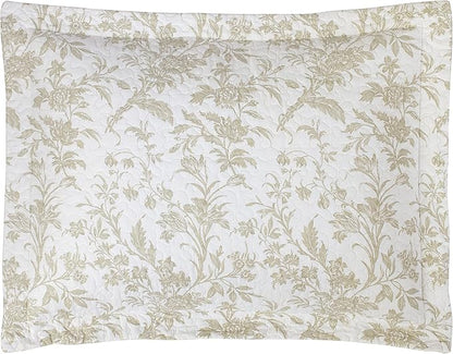 Laura Ashley - Twin Quilt Set, Soft Cotton Bedding with Reversible Design, Medium Weight for Year Round Use, 2 Piece Bed Set with Matching Pillowcase (Amberley Beige)