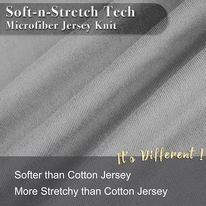 Jersey Knit Pillow Cases Standard/Queen Set of 2 - Grey Pillowcases with Ultra Soft T-Shirt Like Microfiber Blend - Envelope Closure & Suitable for Queen/Standard Pillows, Light Gray