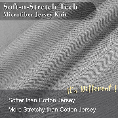 Jersey Knit Pillow Cases Standard/Queen Set of 2 - Grey Pillowcases with Ultra Soft T-Shirt Like Microfiber Blend - Envelope Closure & Suitable for Queen/Standard Pillows, Light Gray