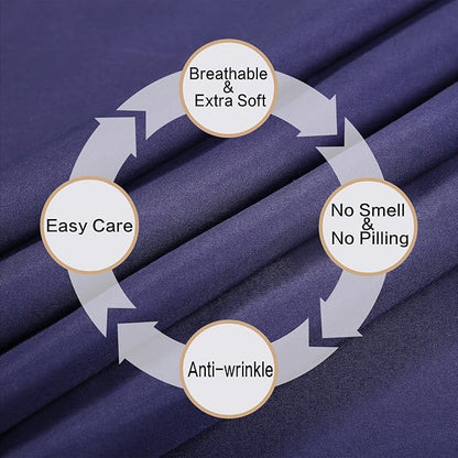4 Piece Bed Sheet Set (Full,Blue) 1 Flat Sheet,1 Fitted Sheet and 2 Pillow Cases,Brushed Microfiber Luxury Bedding with Deep Pockets