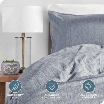 Bare Home Bedding Duvet Cover Full Size - Premium 1800 Super Soft Collection - Lightweight, Duvet Cover - Soft Textured Bedding (Full, Heathered Midnight Blue)