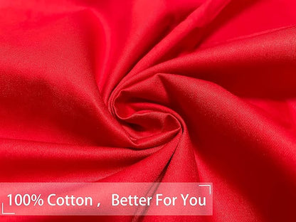 iMaylex Soft 100% Egyptian Cotton Zipper Closure Pillowcases,Valentines Day Gifts,Cozy and Lightweight Pillow Case, Set of 2, Red, Queen, 20" x 30