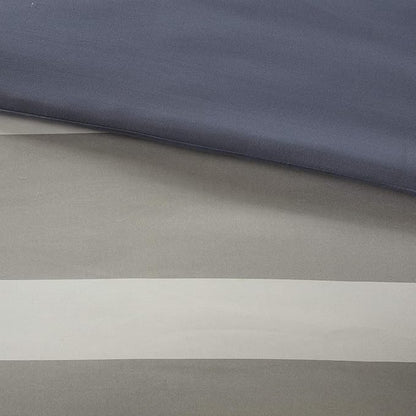 Intelligent Design Marsden Comforter Stripes Design Embroidered Toss Pillow Casual All Season Bedding Matching Sham and Complete Sheet Set, Twin, Blue/Grey 6 Piece