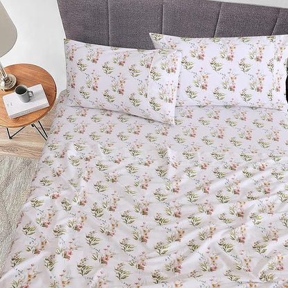 RUVANTI 100% Cotton Sheets – Twin XL Size Percale Bedding, Cooling & Breathable Floral Design, Durable with a Crisp, Soft & Comfortable Feel, 16" Deep Pocket, 3-Piece Set, Floral Bliss