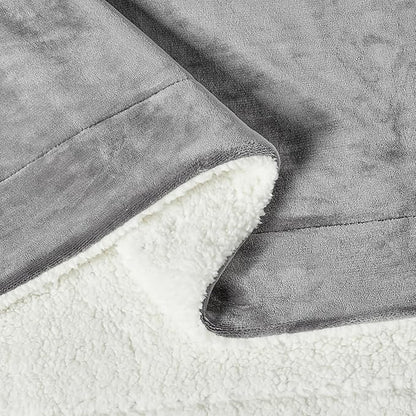 Amazon Basics Reversible Sherpa Throw Blanket, Dark Gray, 50"x60"
