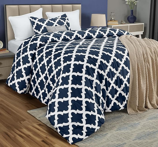 Twin Comforter Set 2 Piece Navy by Utopia Bedding, Printed Comforters Twin Size, Bedding Comforters Sets, Down Alternative Soft Bed Set, 1 Comforter (64 x 88 inches) 1 Pillow Shams (20 x 26 inches)