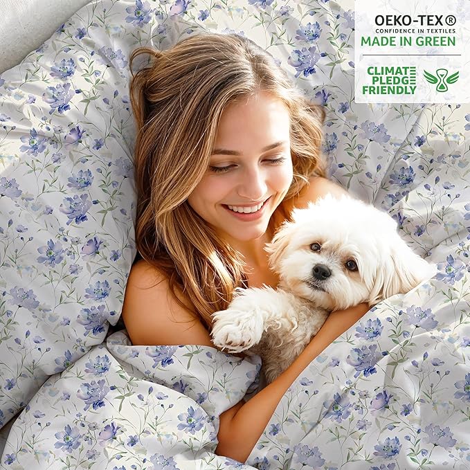 RUVANTI 100% Organic Cotton Sheets Twin XL, Percale Weave, GOTS Certified, 3-Piece Set, Deep Pocket 15", Crisp & Breathable, Soft Durable Bedding, Sábanas Algodón Orgánico – Heather
