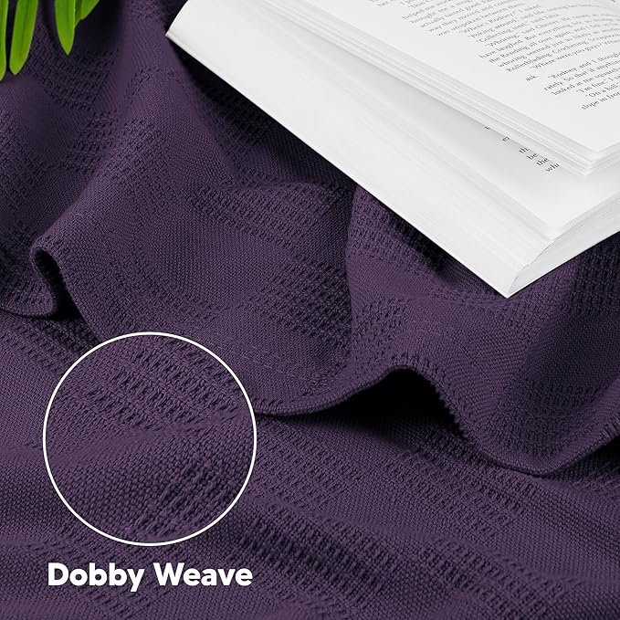 Utopia Bedding Plum 100% Cotton Blanket [Queen Size - 90x90 Inch] Lightweight, Soft and Breathable Thermal Blanket for All Seasons