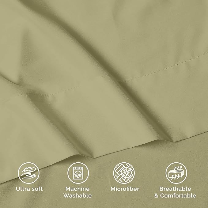 Luxury Flat Sheet on Amazon Elegant Comfort Wrinkle-Free 1500 Premier Hotel Quality 1-Piece Flat Sheet, King Size, Sage