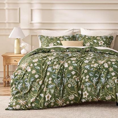 Bedsure Duvet Cover King Size - Vintage Botanicals Duvet Cover Set with Zipper Closure, 3 Pieces Boa Bedding Set with 8 Corner Ties and 2 Pillow Shams 20"x36"