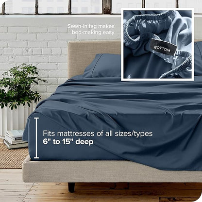 Bare Home Full XL Sheet Set - 1800 Ultra-Soft Microfiber Full Extra Long Bed Sheets - Double Brushed - Deep Pockets - Easy Fit - 4 Piece Set - Bedding Sheets & Pillowcases (Full XL, Bering Sea)