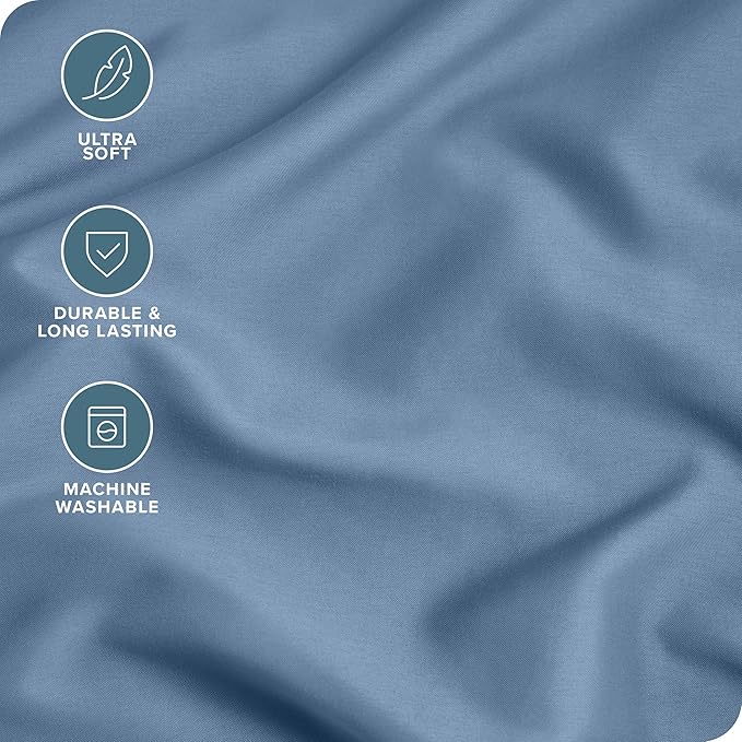 Bare Home Microfiber Bulk Pillow Cases - King Set of 4 - Cooling Pillowcases - Double Brushed - Coronet Blue Pillowcases 4 Pack - Easy Care (King - 4 Pack, Coronet Blue)