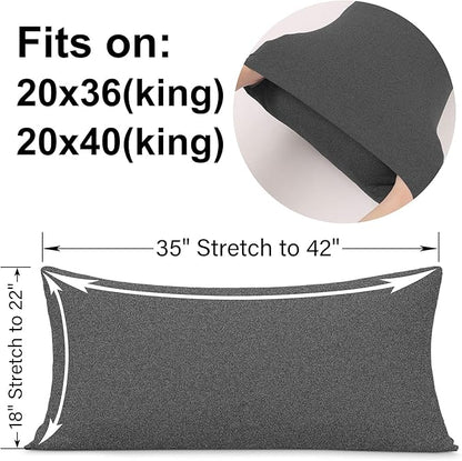 2-Pack Stretch Pillow Cases - Jersey Knit & Ultra Soft Envelope Closure Pillowcases T-Shirt Like Microfiber Blend - Suitable for 20x36/20x40 King Size Set of 2, Hemp Gray