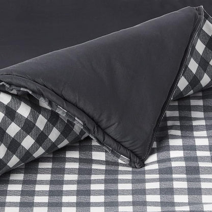 Eddie Bauer - Queen Comforter Set, Reversible Cotton Bedding with Matching Shams, Pre-Washed for Added Softness (Kingston Charcoal, Queen)