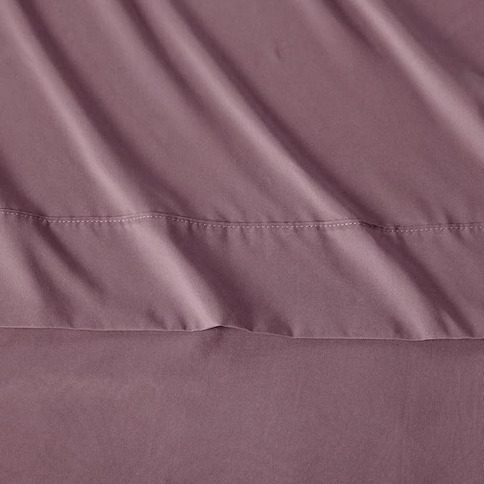 Amazon Basics Lightweight Super Soft Breathable Wrinkle-Free Microfiber 3-Piece Bed Sheet Set, Twin XL, Rose, Solid