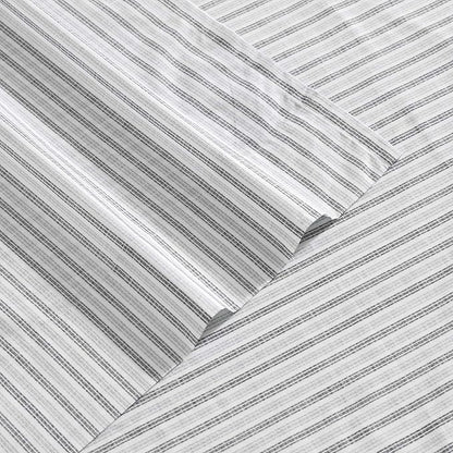 Eddie Bauer - Twin Sheet Set, Cotton Percale Bedding Set, Super Soft and Bedding Set, Oeko-Tex Certified (Ticking Stripe Grey, Twin)