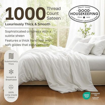 California Design Den Pillow Cases Standard Size Set of 2-1000 Thread Count Sateen, Soft and Thick 100% Cotton Standard/Queen Pillowcases, Durable - Blue