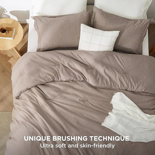 Bedsure Queen Comforter Set - Khaki Soft Bedding for All Seasons, Cationic Dyed Bed Set, 3 Pieces, 1 Queen Size Comforter (90"x90") and 2 Pillow Shams (20"x26"+2")