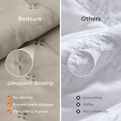 Bedsure Quilts Queen Size - Taupe Bedspread Queen Size & Lightweight Comforter, Modern Farmhouse Coverlet with Clover Pattern, Ultra Soft All-Season Bedding, 90 x 96 Inches | Stitch-Free Quilting, Ultra Soft, Lightweight, Machine Washable, Pet-Friendly