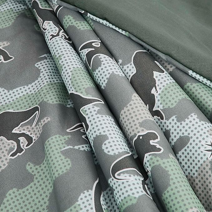 Twin Comforter Set for Boys-3 Pieces Dinosaur Glow in the Dark Twin Bedding Sets for Kids,1 Comforter,1 Sham and 1 Decor Pillow