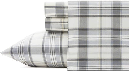 Eddie Bauer - King Sheets, Cotton Percale Bedding Set, Crisp & Cool Home Decor (Chinook Grey, King)