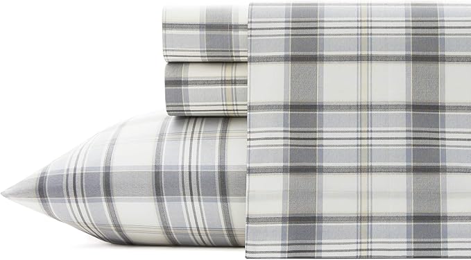 Eddie Bauer - Twin Sheet Set, Cotton Percale Bed Sheets, Crisp & Cool Bed Sheets, Ideal Dorm Essentials (Chinook Grey, Twin)
