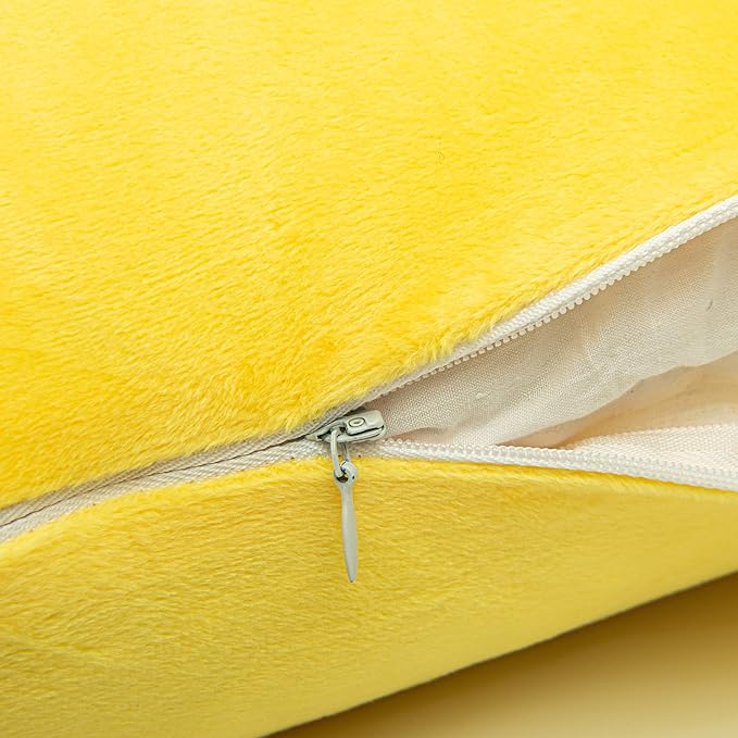 NTBAY Velvet 2 Pack Square Zippered Throw Pillow Covers, Super Soft and Luxury Euro Cushion Covers for Sofa, Couch, 20x20 Inches, Yellow