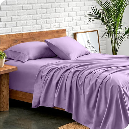 Bare Home Split King Sheet Set - 1800 Ultra-Soft Microfiber Bed Sheets - Double Brushed - Deep Pockets - Easy Fit - 5 Piece Set - Bedding Sheets & Pillowcases (Split King, Lavender)