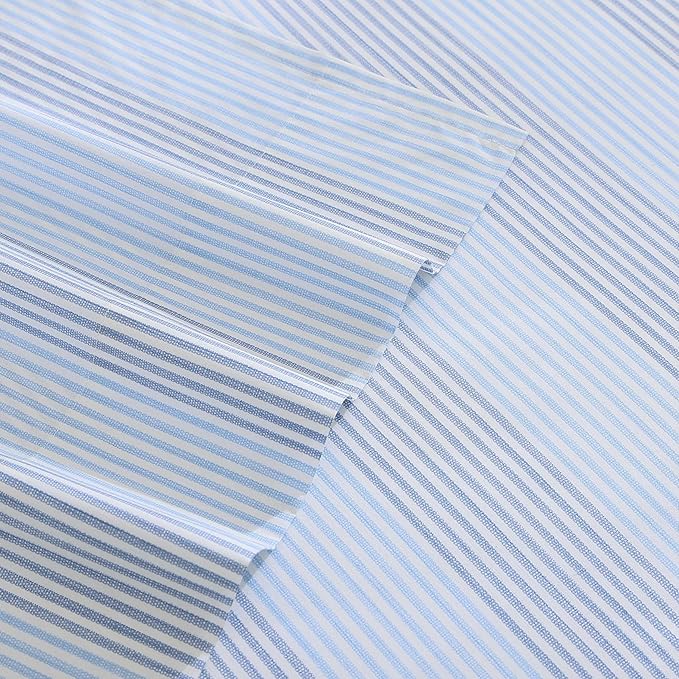Tommy Bahama - California King Sheet Set, Crisp & Cool Cotton Percale Bed Sheets, Deep Pockets, Striped Bedding with Matching Fitted Sheet & Pillowcases (Bahama Weekend Stripe Blue)