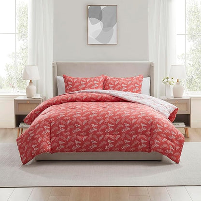 Nestl Full Size Comforter Sets - Pink Bed in a Bag Full Size, 3 Pieces Reversible Bed Set, Soft Floral Bedding Set, All Season Botanical Comforters with Pillow Shams