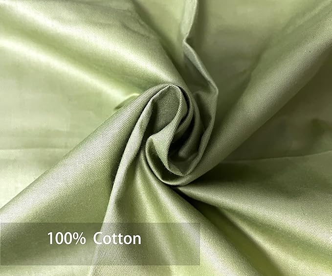 iMaylex Soft 100% Cotton Zipper Closure Pillowcases, Cozy and Lightweight Pillow Case, Set of 2, Olive Green, King, 20" x 36"