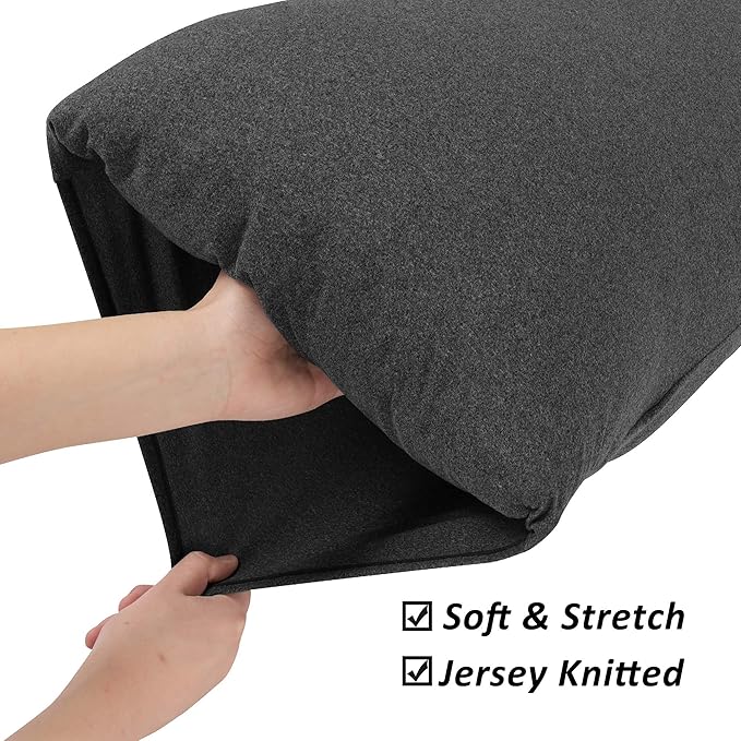 Stretch Pillowcases - Micro Jersey Knit & Ultra Soft Grey Pillow Cases, Standard Size - Set of 2, Heather Gray