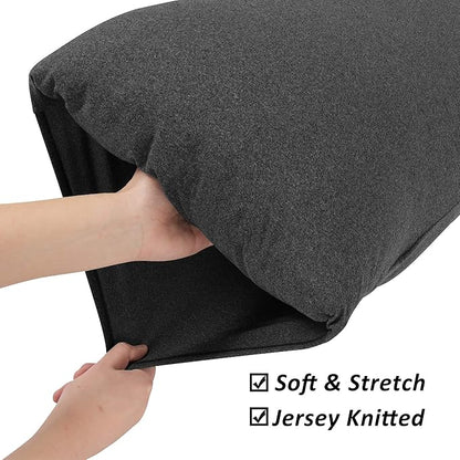 Stretch Pillowcases - Micro Jersey Knit & Ultra Soft Grey Pillow Cases, Standard Size - Set of 2, Heather Gray