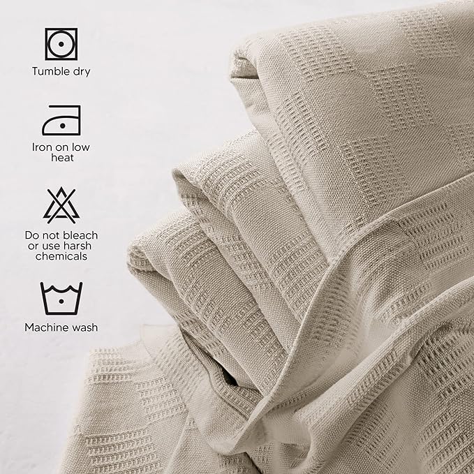 Utopia Bedding Khaki 100% Cotton Blanket [Throw Size - 50x60 Inch] Lightweight, Soft and Breathable Thermal Blanket for All Seasons