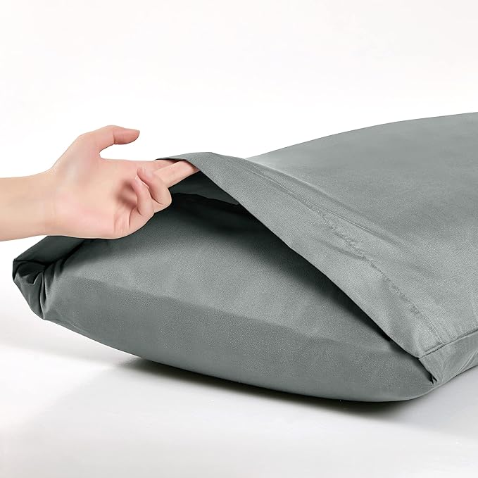 MILVOWOC 2Pcs Brushed Microfiber Queen Pillowcases - 20 x 30 Inch, Dark Grey Pillow Case Set Non Slip Envelope Pillow Cover with Moisture Absorption and Anti-Wrinkle