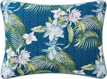 Tommy Bahama - Queen Quilt Set, Reversible Cotton Bedding with Matching Shams, Breathable Bedding Set for All Seasons (Southern Breeze Dark Blue, Queen)