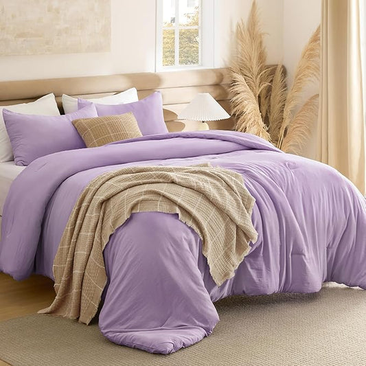 Bedsure Queen Comforter Set, Lavendar Soft Prewashed Bedding for All Seasons, 3 Pieces GentleSoft™ Bed Set, 1 Lightweight Comforter (90"x90") and 2 Pillowcases (20"x26")
