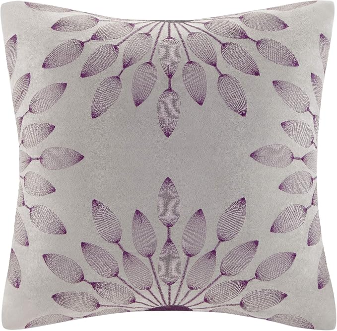 Madison Park Palmer Comforter Set - Faux Suede Design, Striped Accent, All Season Bedding, Shams, Decorative Pillow, Bed Skirt, Queen (90 in x 90 in), Purple 7 Piece