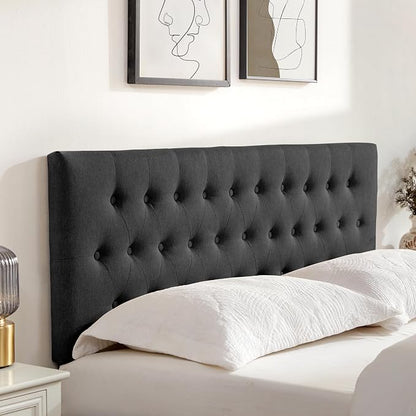 Tufted Upholstered Headboard Full Size, Adjustable Height 37- 51 in, Black | Sturdy and Durable Solid Wood Full XL Headboard, Fabric Full Headboard Only, Modern Button Diamond Design Head Board