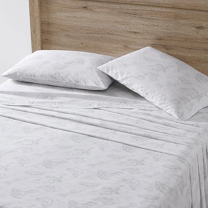 Eddie Bauer - Full Sheets, Cotton Percale Bedding Set, Crisp & Cool Home Decor, Dorm Room Essentials (Fish ATOL, Full)