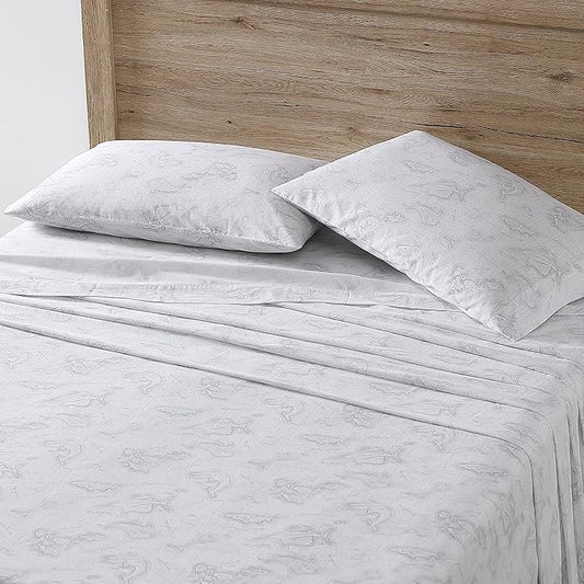 Eddie Bauer - King Sheets, Cotton Percale Bedding Set, Crisp & Cool Home Decor (Fish ATOL, King)