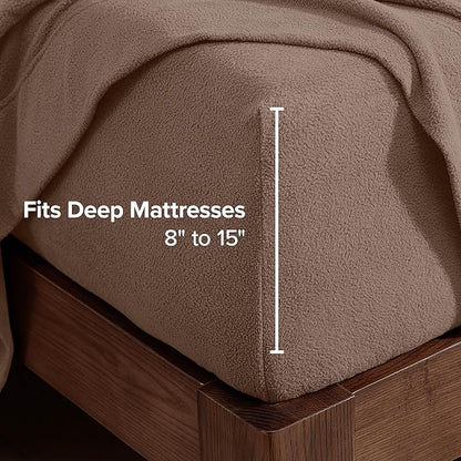 Bare Home Super Soft Fleece Sheet Set - King Size - Extra Plush Polar Fleece, No-Pilling Bed Sheets - All Season Cozy Warmth (King, Taupe)