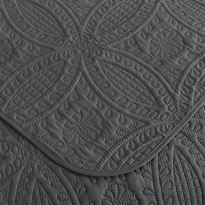 Chezmoi Collection Austin 3-piece Oversized Bedspread Coverlet Set (Queen, Charcoal) | Oversized, Lightweight, Fade Resistant
