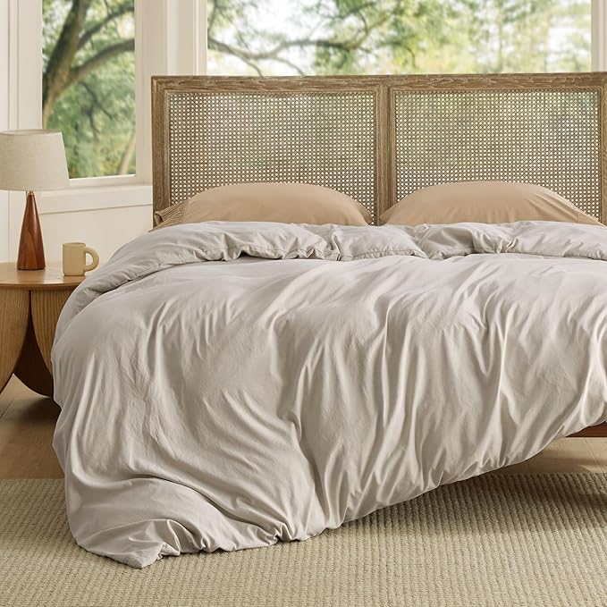 Bedsure Twin Duvet Cover Only - Prewashed Extra Soft All Season Bedding, Includes 1 Duvet Cover Twin Size 68x90 Inches with Zipper Closure, Linen, Comforter Not Included