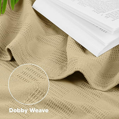 Utopia Bedding Tan 100% Cotton Blanket [Twin Size - 90x72 Inch] Lightweight, Soft and Breathable Thermal Blanket for All Seasons