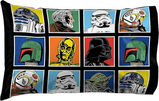 Jay Franco Kids Sheet Set with Fitted, Flat Sheets & Pillow Cover - Ultra-Soft Bedding with Pillowcase for Room Decor, Multi - Star Wars, 4 Piece Queen